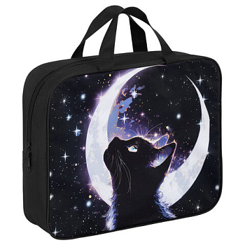 Папка на молнии с ручками BRAUBERG KIDS А4, 1 отделение, полиэстер, 80 мм, "Moon cat"