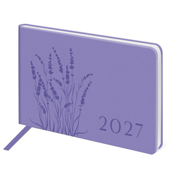 Еженедельник датированный 2027 МАЛЫЙ ФОРМАТ 105х160мм А6 BRAUBERG Imprint, тиснение, сиреневый