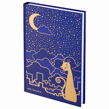 Блокнот А5 134х206 мм, 80 л., твердый, клетка, тиснение фольгой, BRAUBERG, "Кошечка"