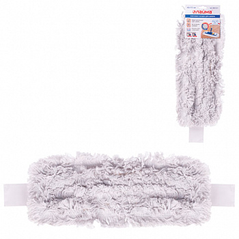 Насадка МОП плоская для швабры/держателя 40 см, уши/карманы (ТИП У/К), хлопок, LAIMA