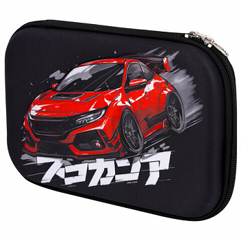 Пенал ЮНЛАНДИЯ большой, 1 отделение, 1 откидная планка, карман, полиэстер/EVA, 22х15х5 см, "Street race"