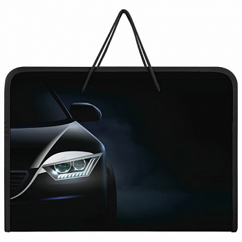 Папка для труда на молнии с ручками ПИФАГОР А4, 1 отделение, пластик, органайзер, "Car flash"