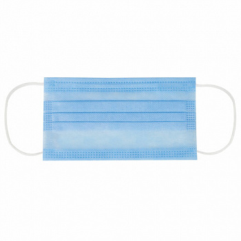 Маски одноразовые КОМПЛЕКТ 50 штук, 3-х слойные, голубые, SANITERRA