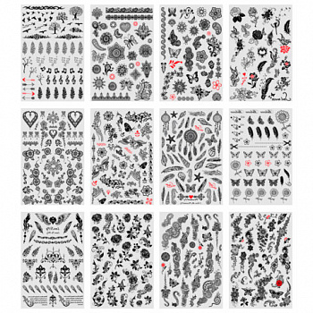 Наклейки-тату переводные "Ассорти", 29х15,5 см, ассорти 12 видов, FUNSTER (ФАНСТЕР)