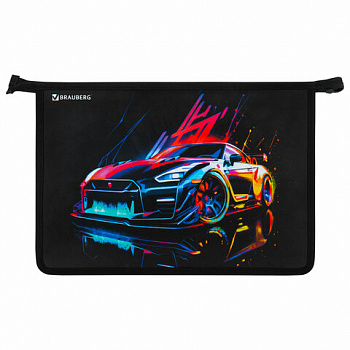 Папка для труда на молнии BRAUBERG А4, 2 отделения, органайзер, "Neon drift"