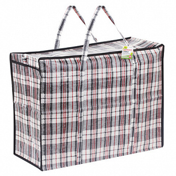 Сумка-баул хозяйственная, полипропилен, 60х45х25 см, 68 литров, черно-красная, 150 г/м2, ЛЮБАША