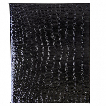 Тетрадь бумвинил А5 48 л., скоба, офсет №1, клетка, с полями, "ЧЕРНАЯ Metallic", CROCO, HATBER, 072232, 48Т5бвВ1
