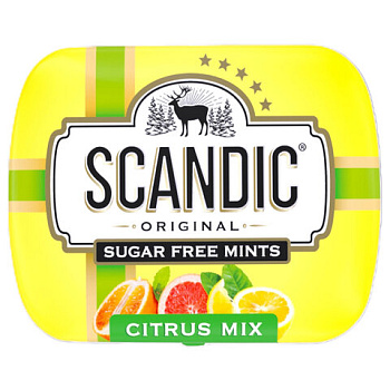 Драже освежающие SCANDIC без сахара со вкусом "Цитрусовый микс", 14 г.