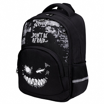 Рюкзак BRAUBERG SOFT, 2 отделения, 3 кармана, "Don't be afraid", СВЕТЯЩИЙСЯ, 40х31х15 см