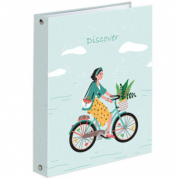 Тетрадь на кольцах А5 (175х215 мм), 120 листов, твердый картон, клетка, BRAUBERG, Discover