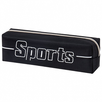 Пенал BRAUBERG, 1 отделение, полиэстер, "Sport", черный, 19х4х6 см