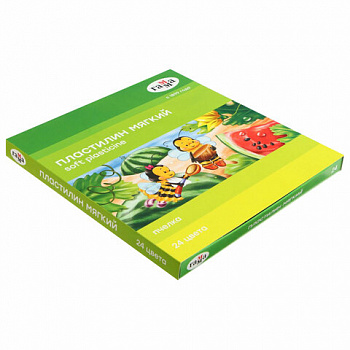 Пластилин восковой ГАММА "Пчелка", 24 цвета, 360 г, со стеком, картонная упаковка
