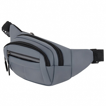 Сумка на пояс HEIKKI PROMPT (ХЕЙКИ), 2 отделения, регулируемый ремень, светоотражающие элементы, серая, 35х14х4см