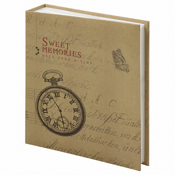 Фотоальбом BRAUBERG "Часы, крафт" на 200 фото 10х15 см, твердая обложка, термосварка