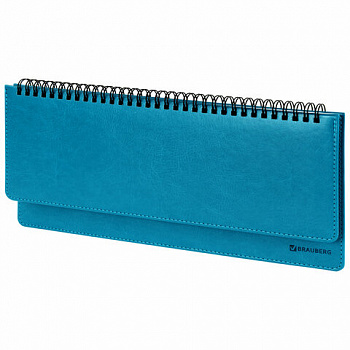 Планинг настольный недатированный (305x140 мм) BRAUBERG "Rainbow", кожзам, 60 л., бирюзовый