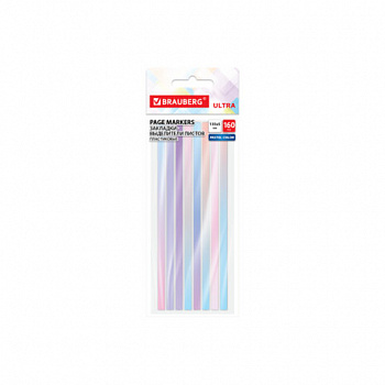 Закладки клейкие выделители текста BRAUBERG ULTRA PASTEL COLOR, 135х5мм, 160 штук (8 цветов х 20 листов)