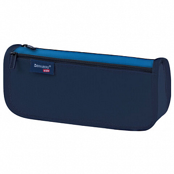 Пенал мягкий BRAUBERG KIDS, 2 отделения, полиэстер, "Dark blue", 22x10x6 см