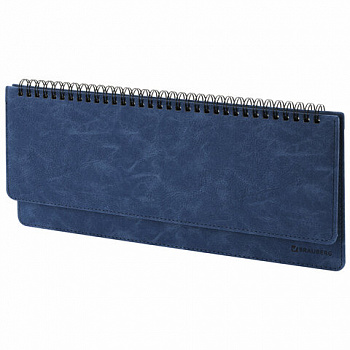 Планинг настольный недатированный (305x140 мм) BRAUBERG "Status", под кожу, 60 л., темно-синий