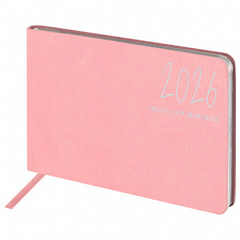 Еженедельник датированный 2026 МАЛЫЙ ФОРМАТ 105х160 мм, А6, BRAUBERG "Blaze", фольга, розовый