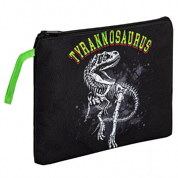 Папка для тетрадей BRAUBERG А5, 1 отделение, полиэстер, на молнии, с ручкой, "Tyrannosaur"