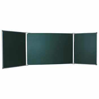 Доска для мела магнитная 3-х элементная, 100х170/340 см, 5 рабочих поверхностей, зеленая, BS, ТЭ-340М