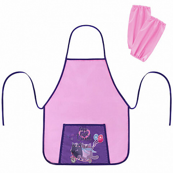 Накидка фартук с нарукавниками для труда ПИФАГОР, 1 карман, 46х54 см, "Bike cats"