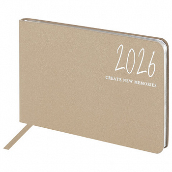 Еженедельник датированный 2026 МАЛЫЙ ФОРМАТ 105х160 мм, А6, BRAUBERG "Blaze", фольга, бежевый