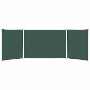 Доска для мела магнитная 3-х элементная 100х150/300 см, ДОПОЛНИТЕЛЬНАЯ ЛИНИЯ/КЛЕТКА, зеленая, BRAUBERG