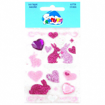 Наклейки "Хрустальные сердца", с европодвесом, ЛИПУНЯ, АССОРТИ