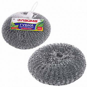 Губка (мочалка) металлическая, сетчатая, 100 г, БОЛЬШАЯ (XXL), для посуды, гриля, плиты, LAIMA