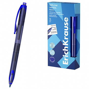 Ручка-роллер автоматическая ERICH KRAUSE "TipFlow Stick Matic Original", СИНЯЯ, линия 0,4 мм