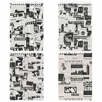 Блокнот А5 (146х206 мм), 80 л., гребень, картон, жесткая подложка, клетка, BRAUBERG, "Первые полосы"