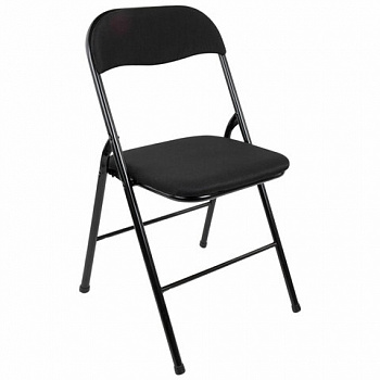 Стул складной BRABIX "Golf CF-007", чёрный каркас, чёрная ткань