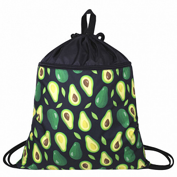 Мешок для обуви BRAUBERG БОЛЬШОЙ, с ручкой, карман на молнии, сетка, 49х41 см, "Avocado"