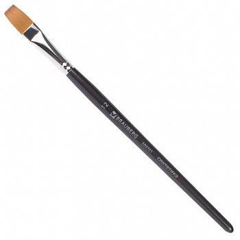 Кисть художественная профессиональная BRAUBERG ART CLASSIC, синтетика мягкая под колонок, плоская, № 12, короткая ручка