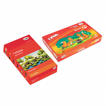 Гуашь ГАММА "Мультики", 24 цвета по 20 мл, картонная упаковка