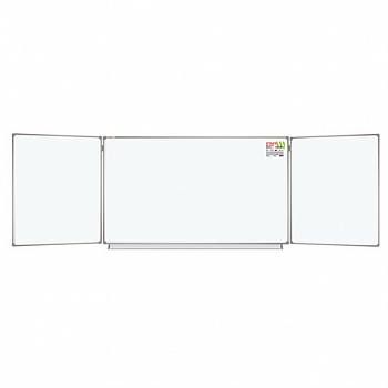 Доска магнитно-маркерная 3-х элементная 100х150/300 см, 5 рабочих поверхностей, белая, STAFF