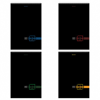 Блокнот БОЛЬШОЙ ФОРМАТ А4 198х297 мм, 80 л., гребень, жесткая подложка, клетка, BRAUBERG, "Dark"