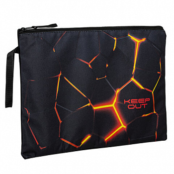 Папка для тетрадей BRAUBERG А4, 1 отделение, полиэстер, на молнии, с ручкой, "Keep out"