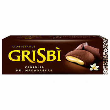Печенье песочное GRISBI "Vaniglia" с тёмным шоколадом и ванильным кремом 135 г, ИТАЛИЯ