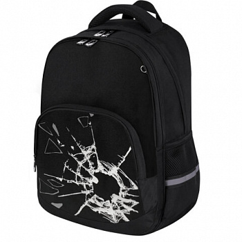 Рюкзак BRAUBERG SOFT, 2 отделения, 3 кармана, "Broken glass", СВЕТЯЩИЙСЯ, 40х31х15 см