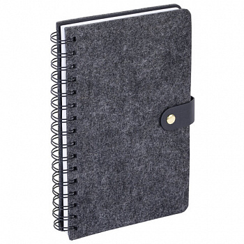 Ежедневник недатированный, А5, 135х210 мм, BRAUBERG "Felt", на гребне, войлок, застежка на кнопке, 160 л., черный