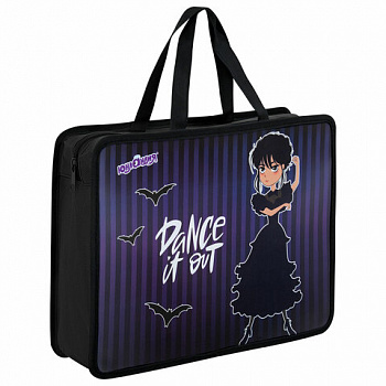 Папка на молнии с ручками ЮНЛАНДИЯ А4, 1 отделение, пластик, 80 мм, "Dancing"