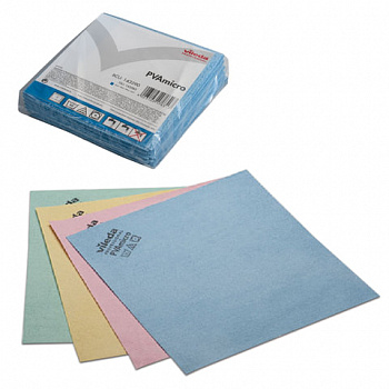 Салфетки VILEDA "ПВАмикро", КОМПЛЕКТ 5 шт., искусственная замша, голубая, 35х38 см