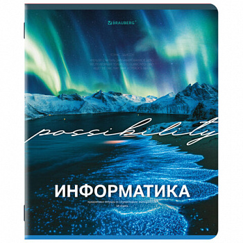 Тетрадь предметная КЛАССИКА ПРИРОДА 48 л., обложка картон, ИНФОРМАТИКА, клетка, подсказ, BRAUBERG