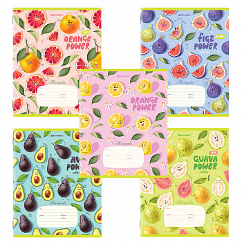 Тетрадь 18 л. BRAUBERG линия, обложка картон, "ФРУКТЫ"