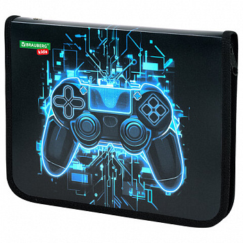 Папка для тетрадей BRAUBERG KIDS А5, 1 отделение, пластик, молния вокруг, "Digital gamepad"