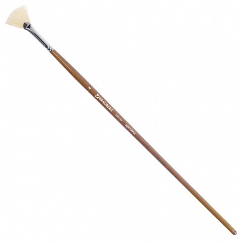 Кисть художественная профессиональная BRAUBERG ART CLASSIC, щетина, веерная, № 4, длинная ручка