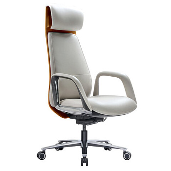 Кресло HAWASAN PREMIUM EX-820, синхромеханизм, слайдер, экокожа, белое/коричневое