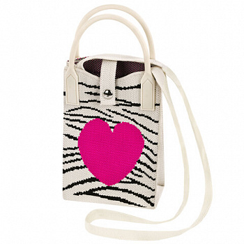 Сумочка-органайзер повседневная HEIKKI KNIT (ХЕЙКИ) кросс боди, вязаная, 17х12х5 см, "Zebra heart"